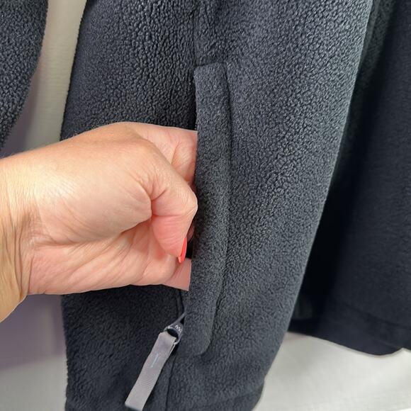 LANDS END Black Nylon Polyester Fleece Full Zip-Up Layering Jacket Size Small - Picture 8 of 11